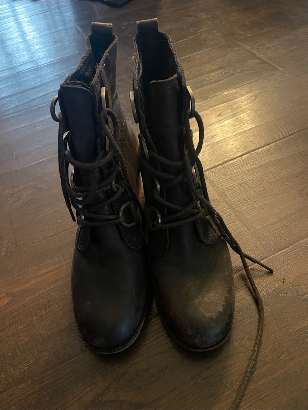 Women's Black Lace-Up Leather Ankle Boots